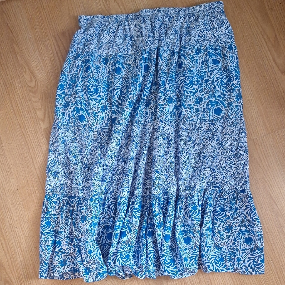 Blair Blue and White Midi Skirt